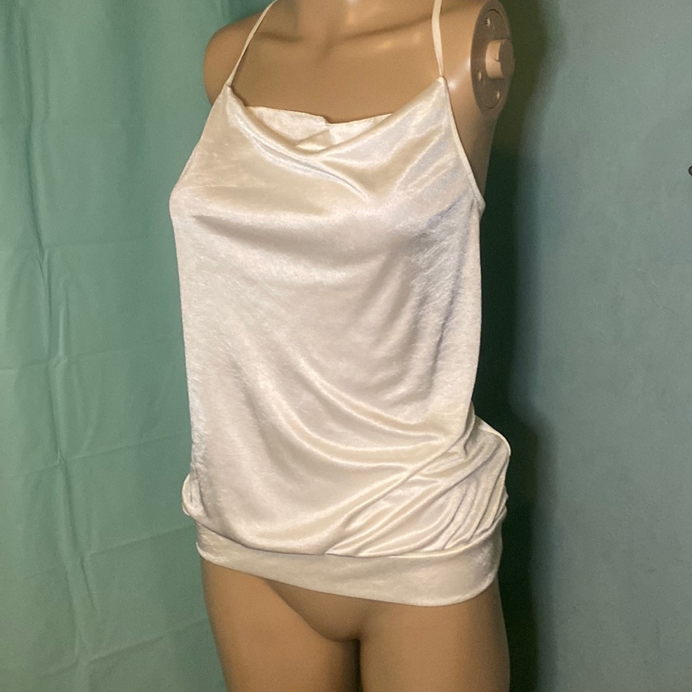 Express xs white satin tank